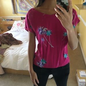 Vintage palm tree bow back blouse